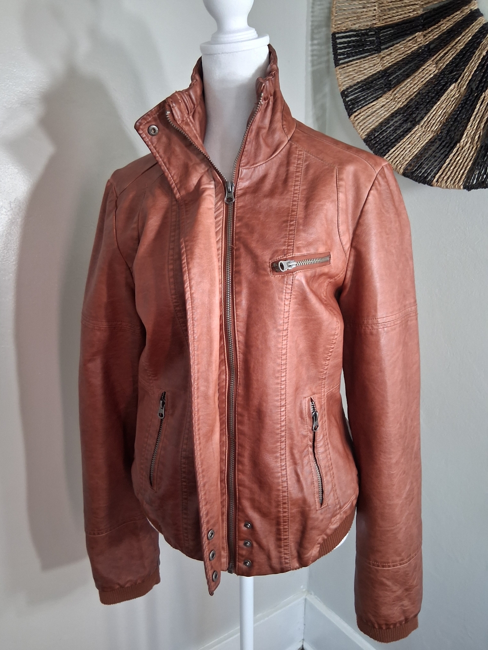 Maurices Rust Brown Faux Leather Moto Jacket - Picture 2 of 6